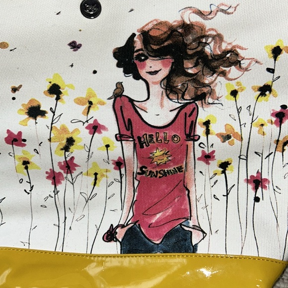 NWT Hello Sunshine 16" x 12" Canvas Tote Bag - Picture 2 of 7
